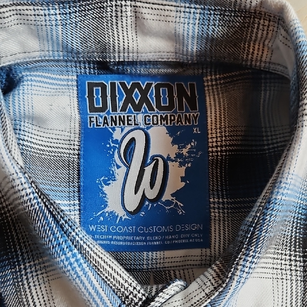 DIXXON Men's Black and Blue Plaid Shirt - Picture 2 of 5